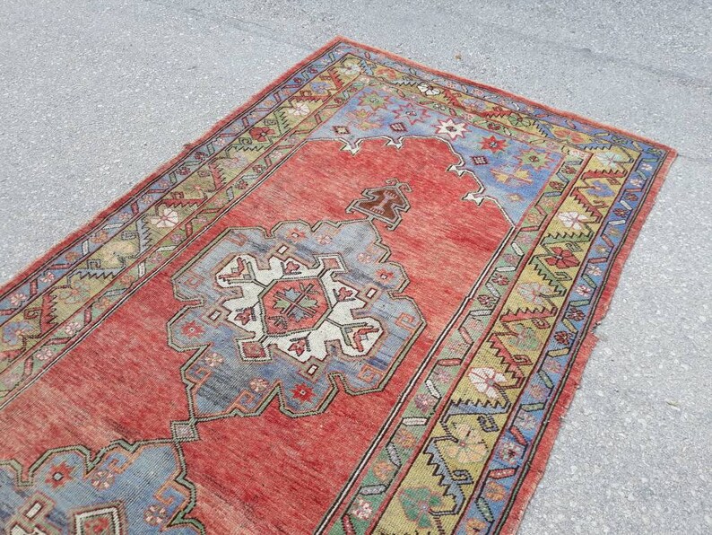 Runner Rug, Muted Colors Designer Rug Runner, Blue Runner, Turkish Wide Runner, Tropical Oushak Large Runner, 11.8 x 4.9 ft Free Shipping image 4