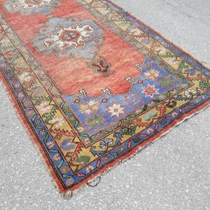 Runner Rug, Muted Colors Designer Rug Runner, Blue Runner, Turkish Wide Runner, Tropical Oushak Large Runner, 11.8 x 4.9 ft Free Shipping image 8
