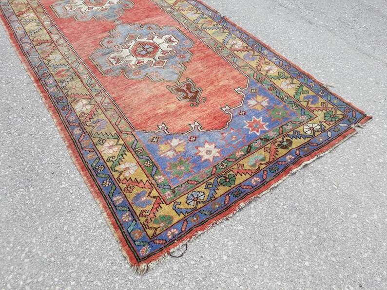 Runner Rug, Muted Colors Designer Rug Runner, Blue Runner, Turkish Wide Runner, Tropical Oushak Large Runner, 11.8 x 4.9 ft Free Shipping image 8