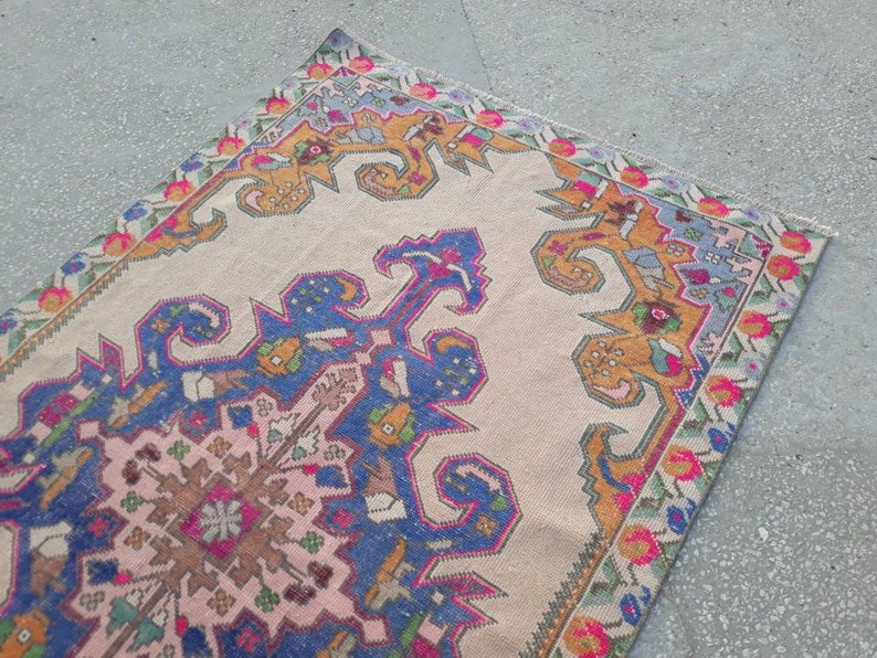 OUSHAK RUG, Turkish Nomadic Rug Primitive Handknotted Floor Rugs, 235 x 134 cm/7'7 x 4'3feet,Turkish Vintage Rug,Home Living,Oushak Rugs image 10