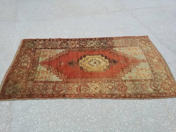 OUSHAK RUG  Vintage Unique Rug Muted Color Rug  Cappadocia Pattern Rug  Floor Rugs  Home Living  Handmade Rug  180 X 107 cm/5'9" X 3'5" feet