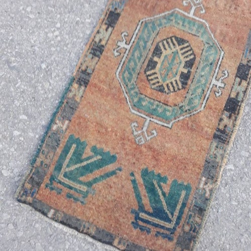 Door Mat Rug, Small Rug, Turkish Small Rug, Entryway Rug 3.6 x 1.5 feet Vintage Oushak Small Rug, shops Bedside Faded Rustic Bohemian Rug Small