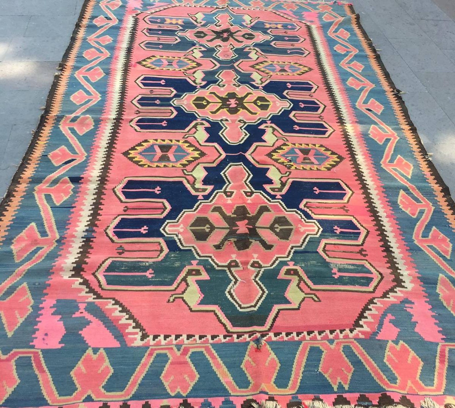 Kilim Rug Vintage Kilim Rug Oushak Kilim Rug Etsy