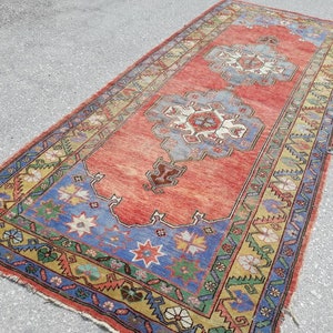Runner Rug, Muted Colors Designer Rug Runner, Blue Runner, Turkish Wide Runner, Tropical Oushak Large Runner, 11.8 x 4.9 ft Free Shipping image 6