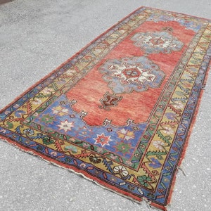 Runner Rug, Muted Colors Designer Rug Runner, Blue Runner, Turkish Wide Runner, Tropical Oushak Large Runner, 11.8 x 4.9 ft Free Shipping image 10