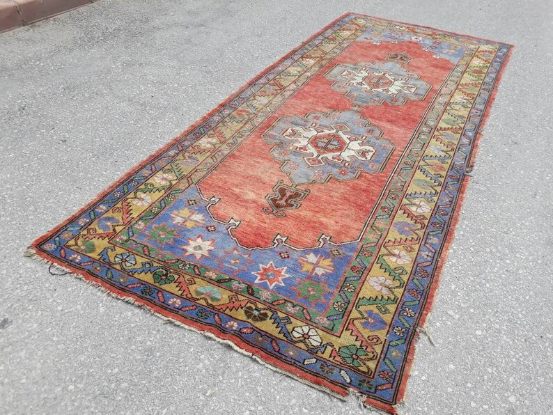 Runner Rug, Muted Colors Designer Rug Runner, Blue Runner, Turkish Wide Runner, Tropical Oushak Large Runner, 11.8 x 4.9 ft Free Shipping image 10