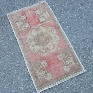 medium size anatolian handwoven vintage oushak rug, turkish soft colors rug, old rug, low pile rug 2.9 x 1.6 ft/ 90 x 50 cm
