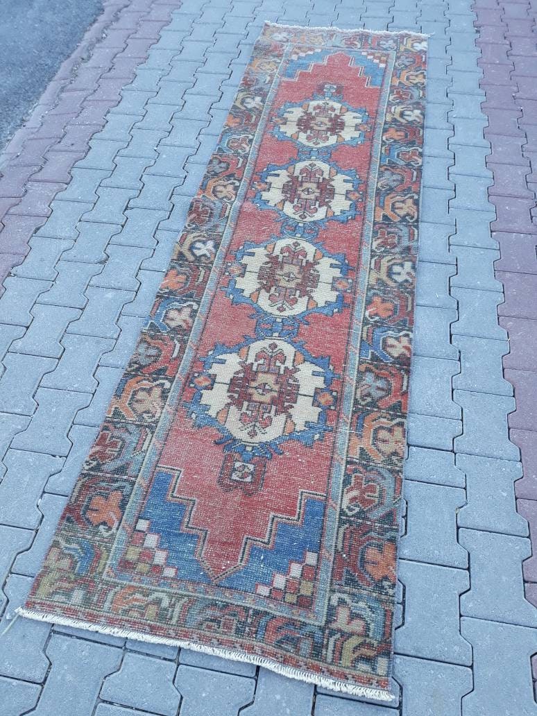 Muted colors turkish runner rug vintage runner rug oushak Etsy