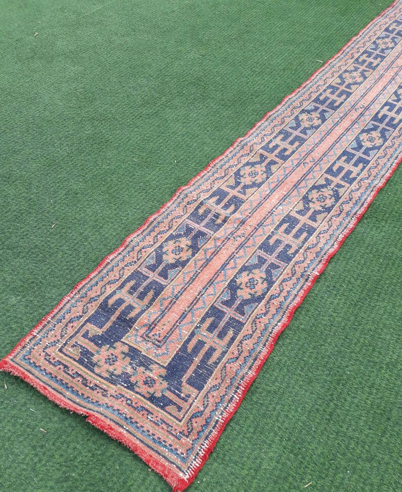23'2"x2'2" Turkish Oushak Runner Rug, Kitchen Runner rug, Hallway Runner Rug, Vintage Runner Rug, RUNNER RUGSVINTAGEART,Kitchen Decor, Rug image 4