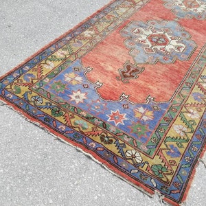 Runner Rug, Muted Colors Designer Rug Runner, Blue Runner, Turkish Wide Runner, Tropical Oushak Large Runner, 11.8 x 4.9 ft Free Shipping image 7