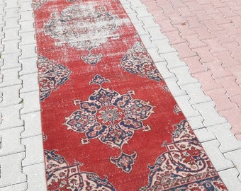 turecki vintage oushak runner dywan, kilim runner dywan, dywan do przedpokoju, dywanik, styl boho anatolia ręcznie tkany dywanik 12,7x2,6 ft/390 x 80 cm
