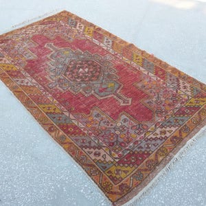 Turkish Rug, Oushak Rug, Vintage Rug, Anatolian Rug, Turkish Carpet, Anatolian Carpet, Handwoven Rug, Vintage Carpet,7&#39;05&quot; x 4, 215 X 122