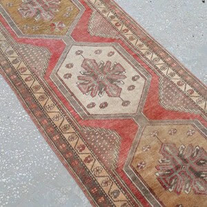 Turkish Runner Rug, Vintage Oushak Handmade Wool Decorative Runner Rug, Hallway Rug, Runners, Narrow Long Rug 415 x 70 cm/ 13.6 x 2.2 ft