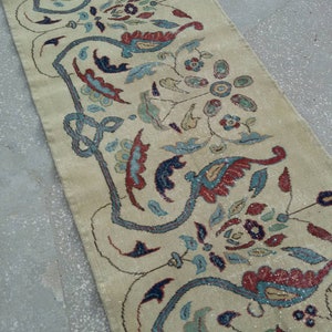 Vintage Türkischer Oushak Läufer Teppich, Kelim Läufer Teppich, Bodenläufer Teppich, Flur Teppich, Läufer Teppich 10,9 x 2,8 ft / 334 x 86 cm