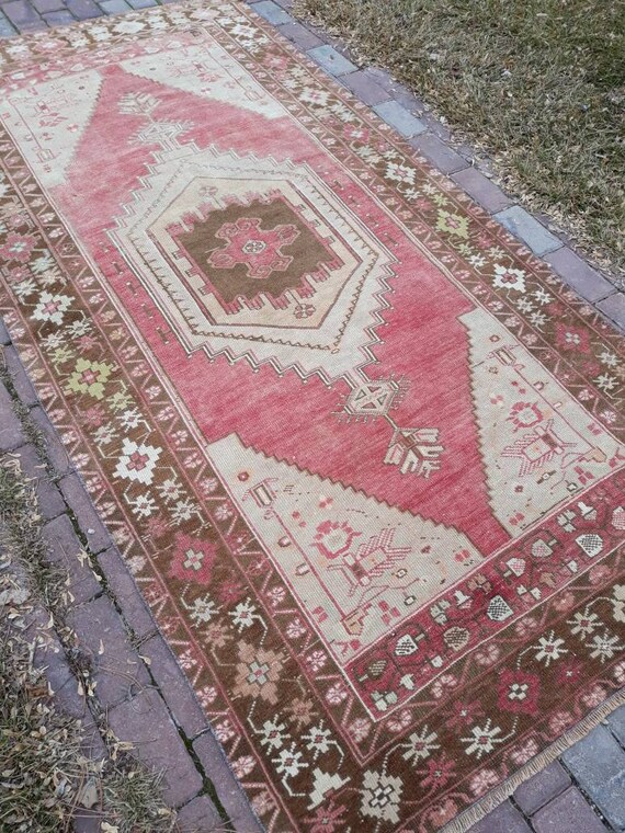 Area Rug,Ushak Carpet Rug,Vintage Turkish Rug,Oriental Rug,Anatolian Rug,Bohemian Rug,Oushak Rug,Home Decor Rug,indoor Rug,8'7"x 4'4"ft
