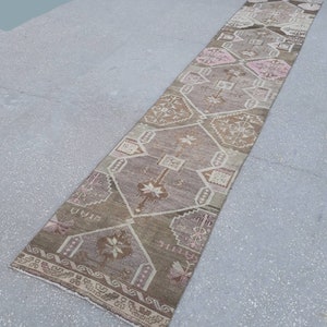 Turkisk Oushak-löpare, turkisk löpare, anatolisk löpare, halllöpare, turkisk löpare, köksmatta 14'6"x2'7"ft pastellfärgad matta, bild 9