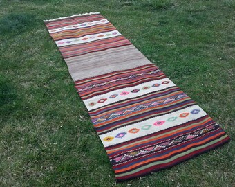 Etsy Runner Rug, Oushak Runner Rug,Vintage Kilim Rug, Runner Rug,Long Runner Rug,Rug Runner,Oushak Runner,Kilim Runner,Runner 8'7" X 2'6"ft