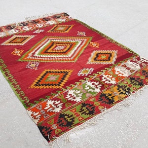 oushak kilim rug, large vintage kilim rug,bohemian kilim rug,home decor kilim rug,tribal turkish rug, area handmade kilim rug 11.9 x 5.2 ft