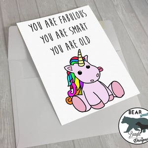 Unicorn Card - Funny Greeting Card - Whimsical Unicorn Cartoon - Unique Cards - Happy Birthday - Magical Delights