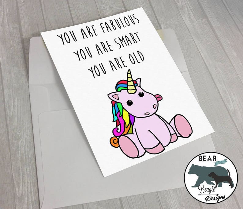 Unicorn Card Funny Greeting Card Whimsical Unicorn Cartoon Unique Cards Happy Birthday Magical Delights image 1