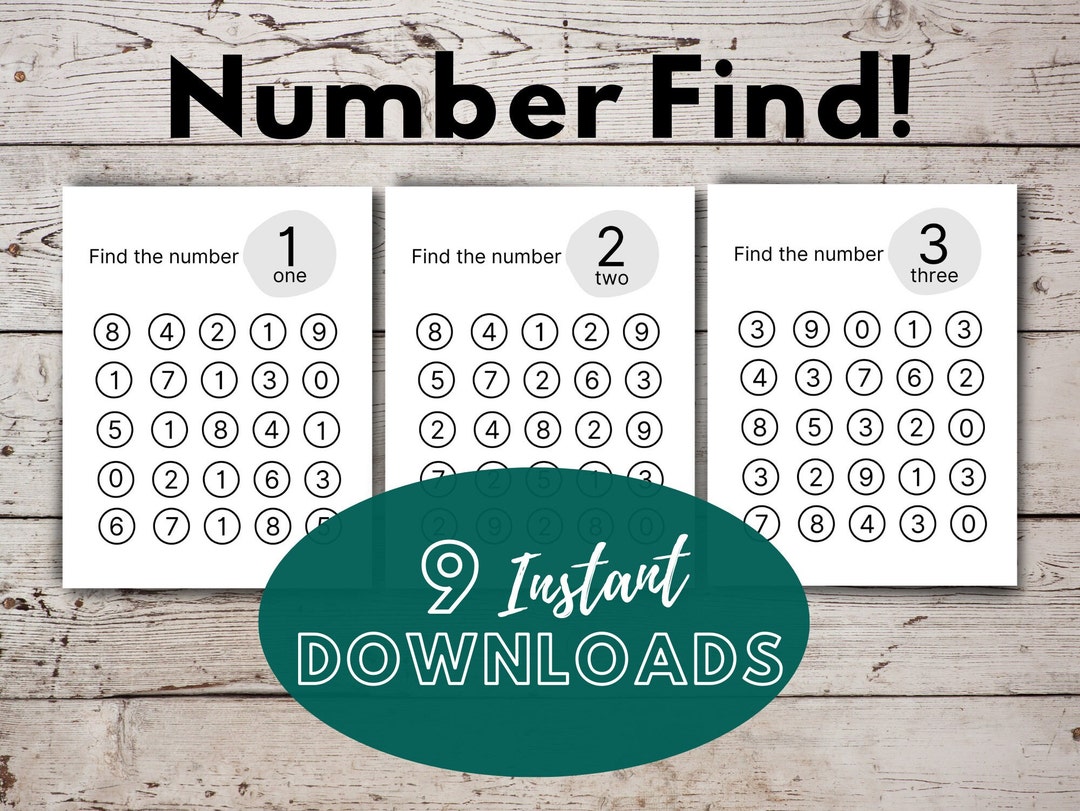 Printable Number Find/number Find/instant Download - Etsy