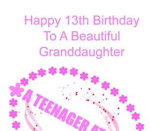 Birthday Card for 13 Year Old Granddaughter Etsy