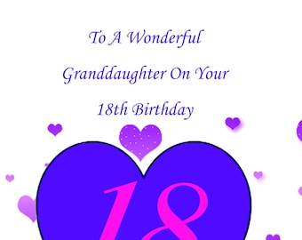 18th Birthday Card Granddaughter Etsy UK