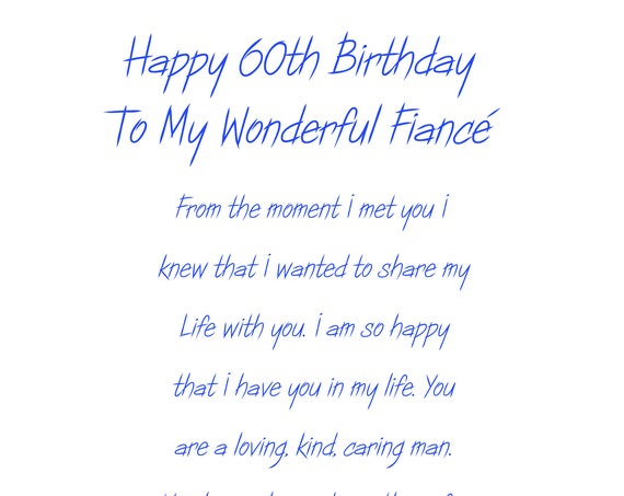 Fiance 60 Birthday Card