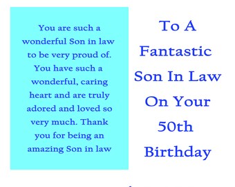 Doodlecards Son In Law 50th Birthday Card - Medium Size - View #11