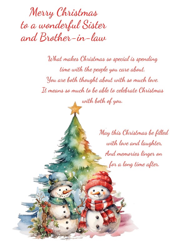 Biglietto Di Natale 'To A Wonderful Sister & Brother In Law' - Piccadilly Greetings, 20.3x15.2 Cm, Con Busta
