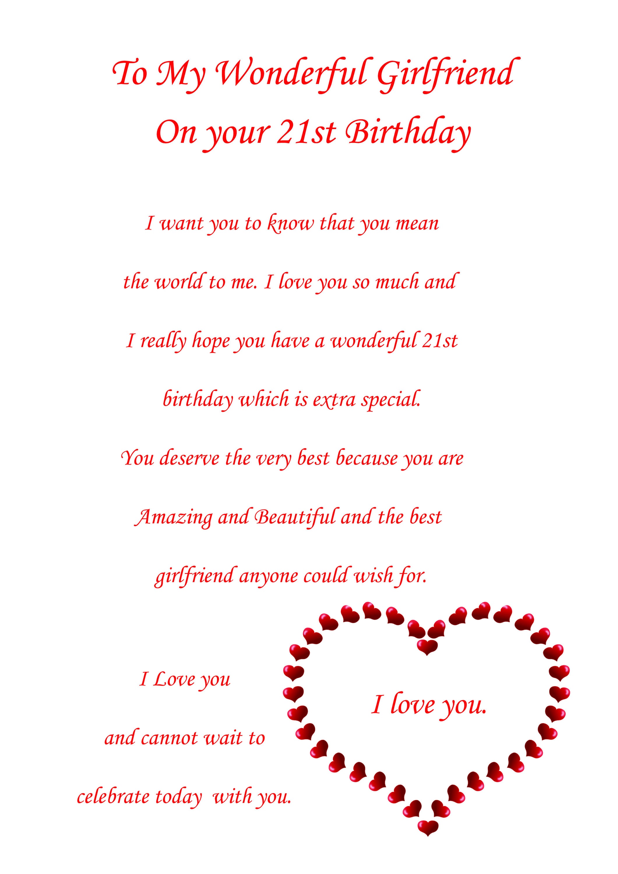 Girlfriend 21st Birthday Card