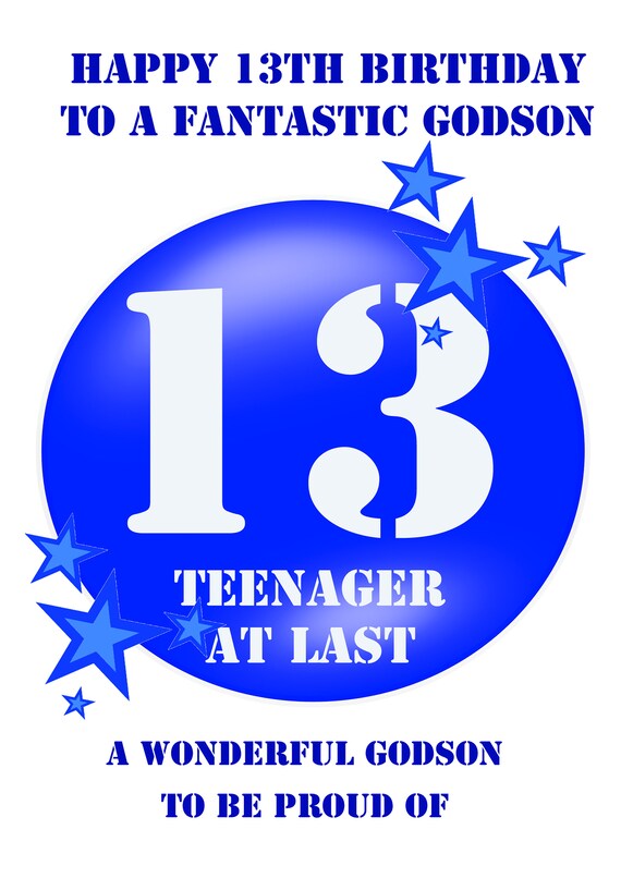 Godson 13 Birthday Card Etsy Godson 13 Birthday Card Etsy