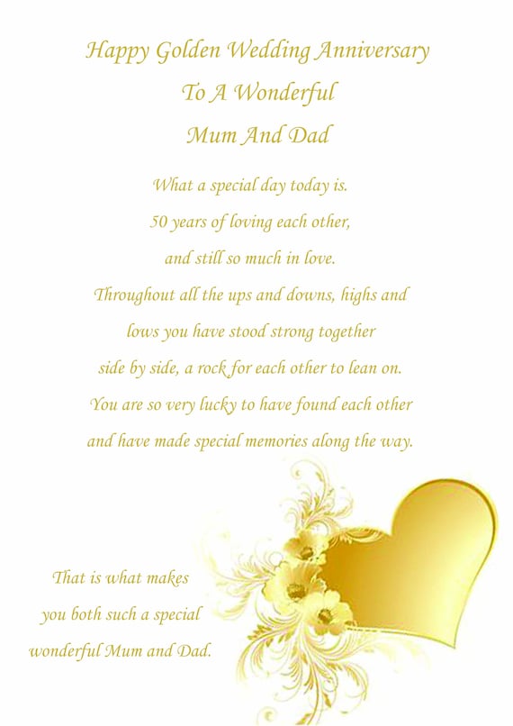 On Your Golden Wedding Anniversary Card Good Quality card with a Lovely Verse On Your Golden Wedding Anniversary Card Good Quality card with a Lovely Verse