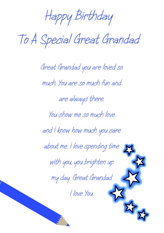 Download Great Grandad Birthday Card Etsy