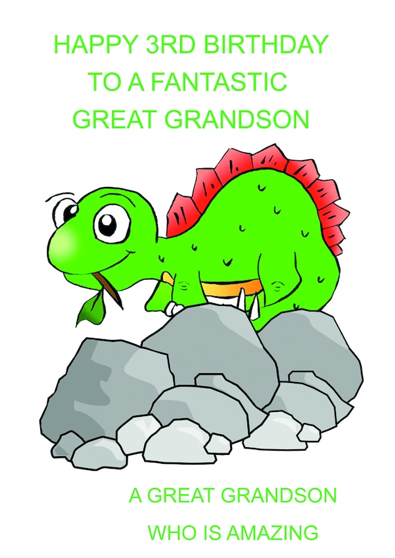 Great Grandson 3rd Birthday Card Etsy