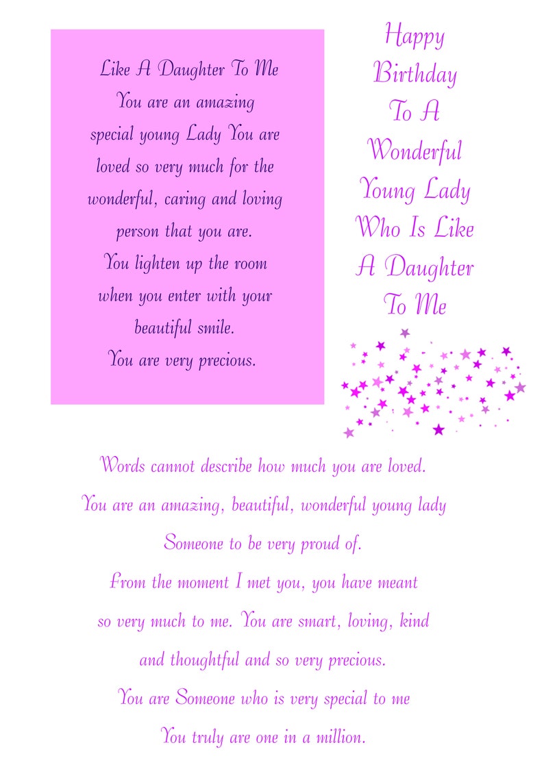 like a daughter birthday card with removable laminate etsy