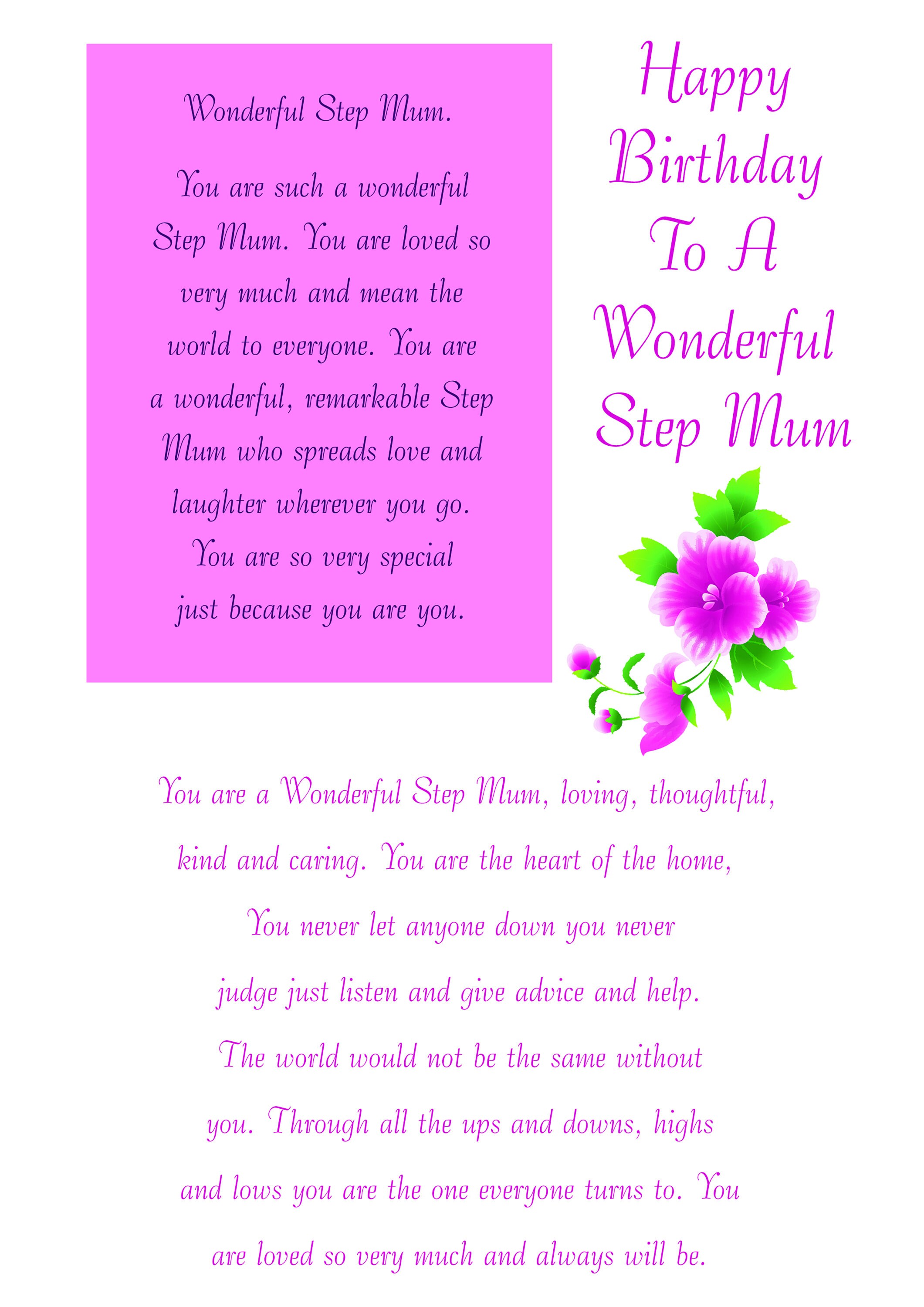 Step Mum Birthday Card with removable laminate Etsy