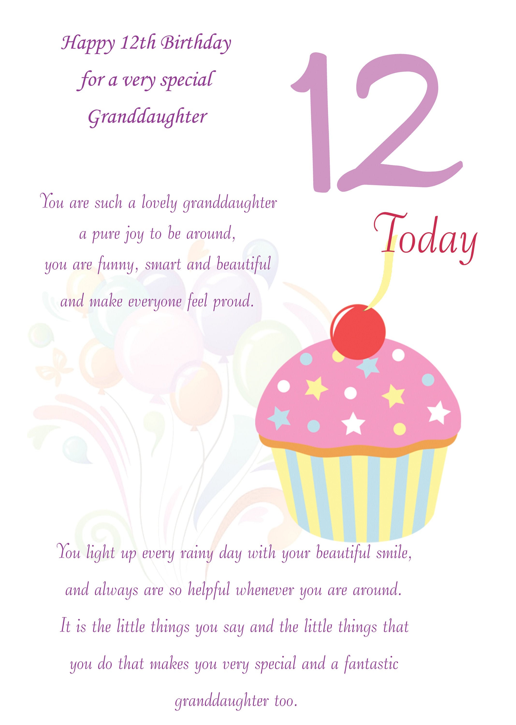 Granddaughter 12th Birthday Card Etsy UK