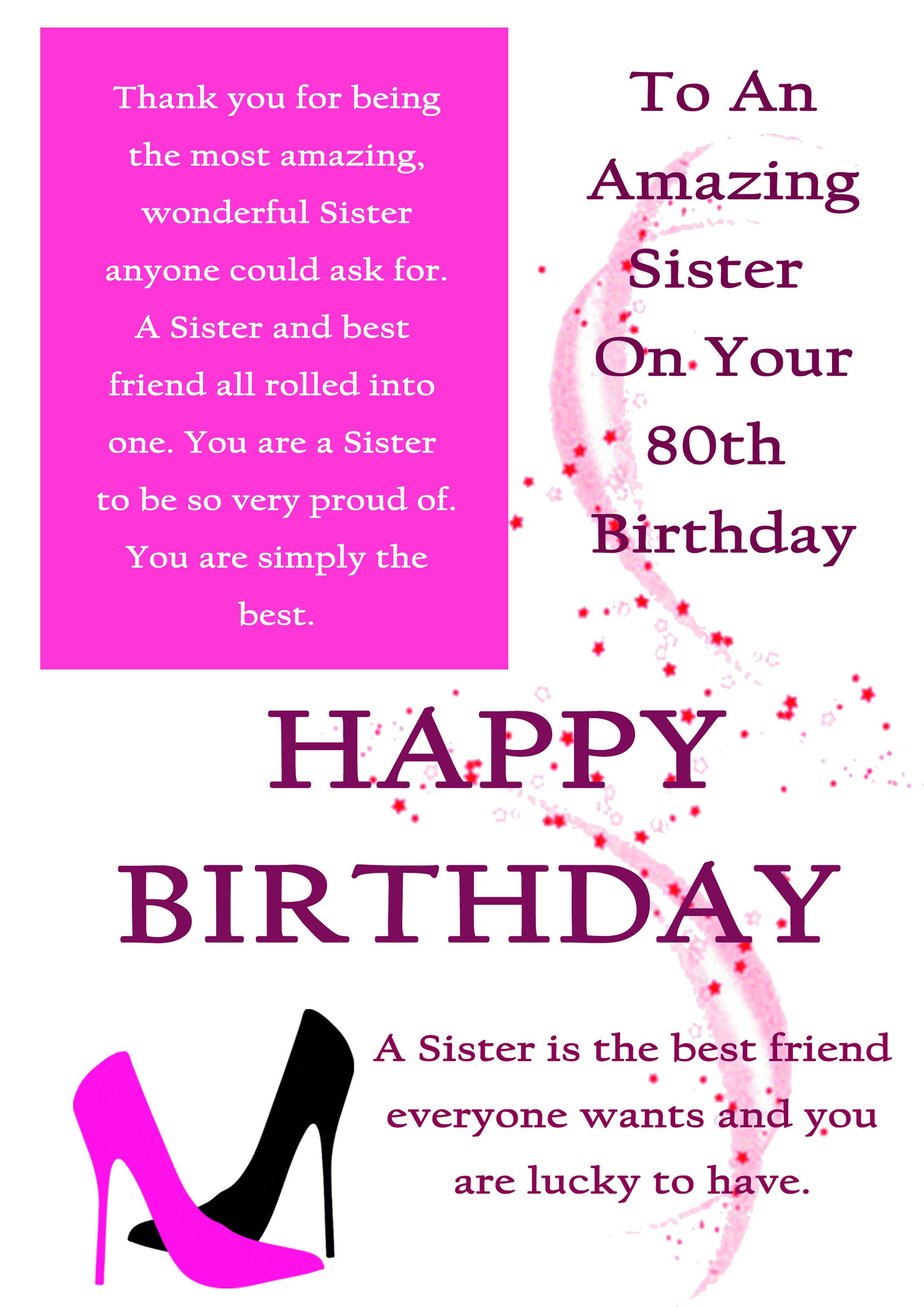 Sister 80th Birthday Card With Removable Laminate Etsy Sister 80th Birthday Card With Removable Laminate Etsy