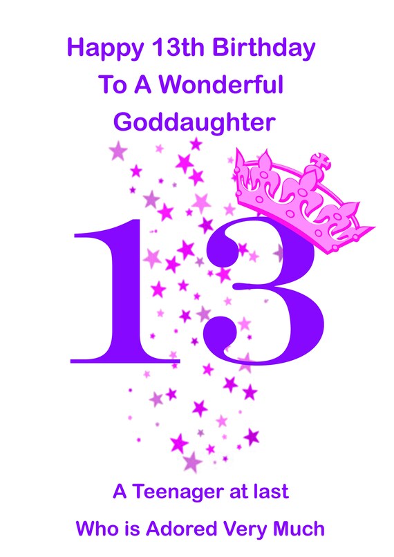 Goddaughter 13 Birthday Card Etsy Goddaughter 13 Birthday Card Etsy