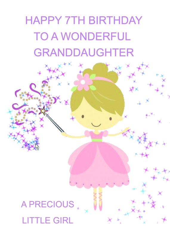 Granddaughter 7th Birthday Card | Etsy