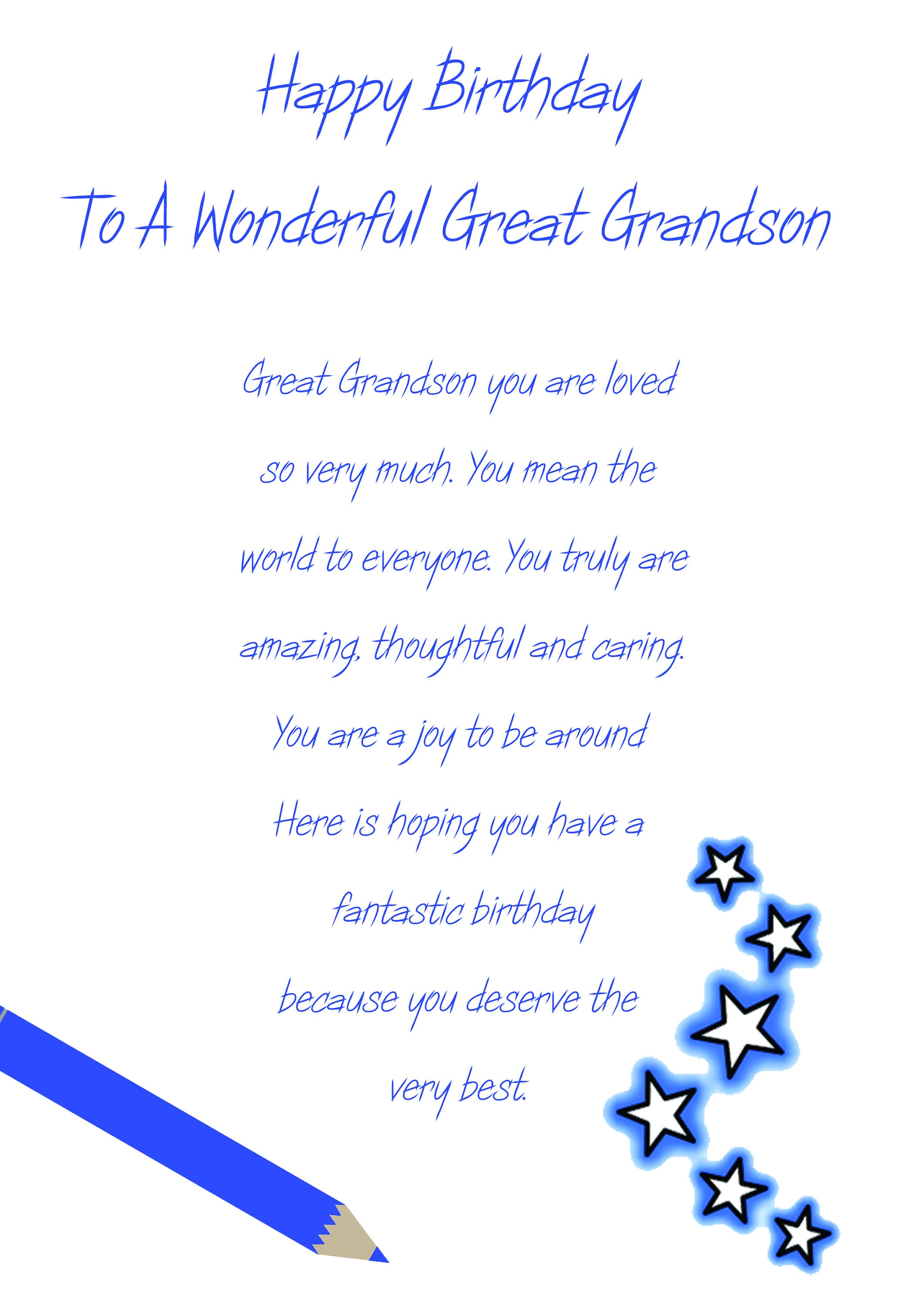 Happy Birthday Great Grandson Images Great Grandson Birthday Card - Etsy Denmark