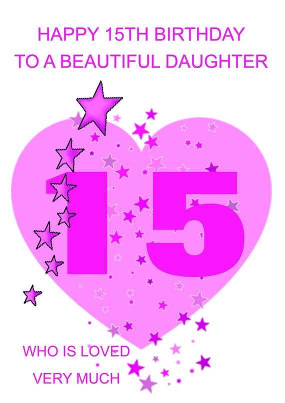 Daughter 15th Birthday Card | Etsy