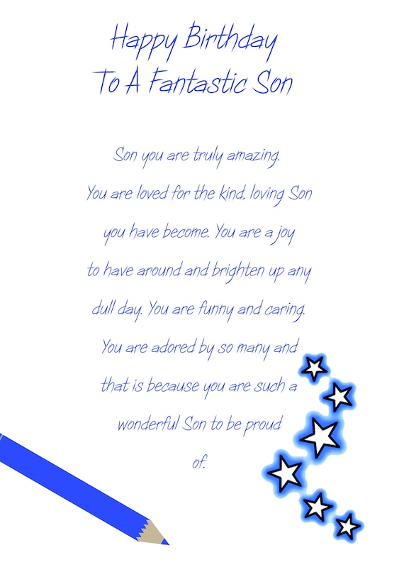 Son Birthday Card Loving Verse