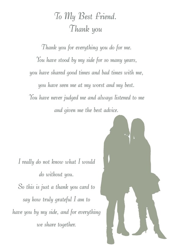 Best Friend Thank You Card Etsy