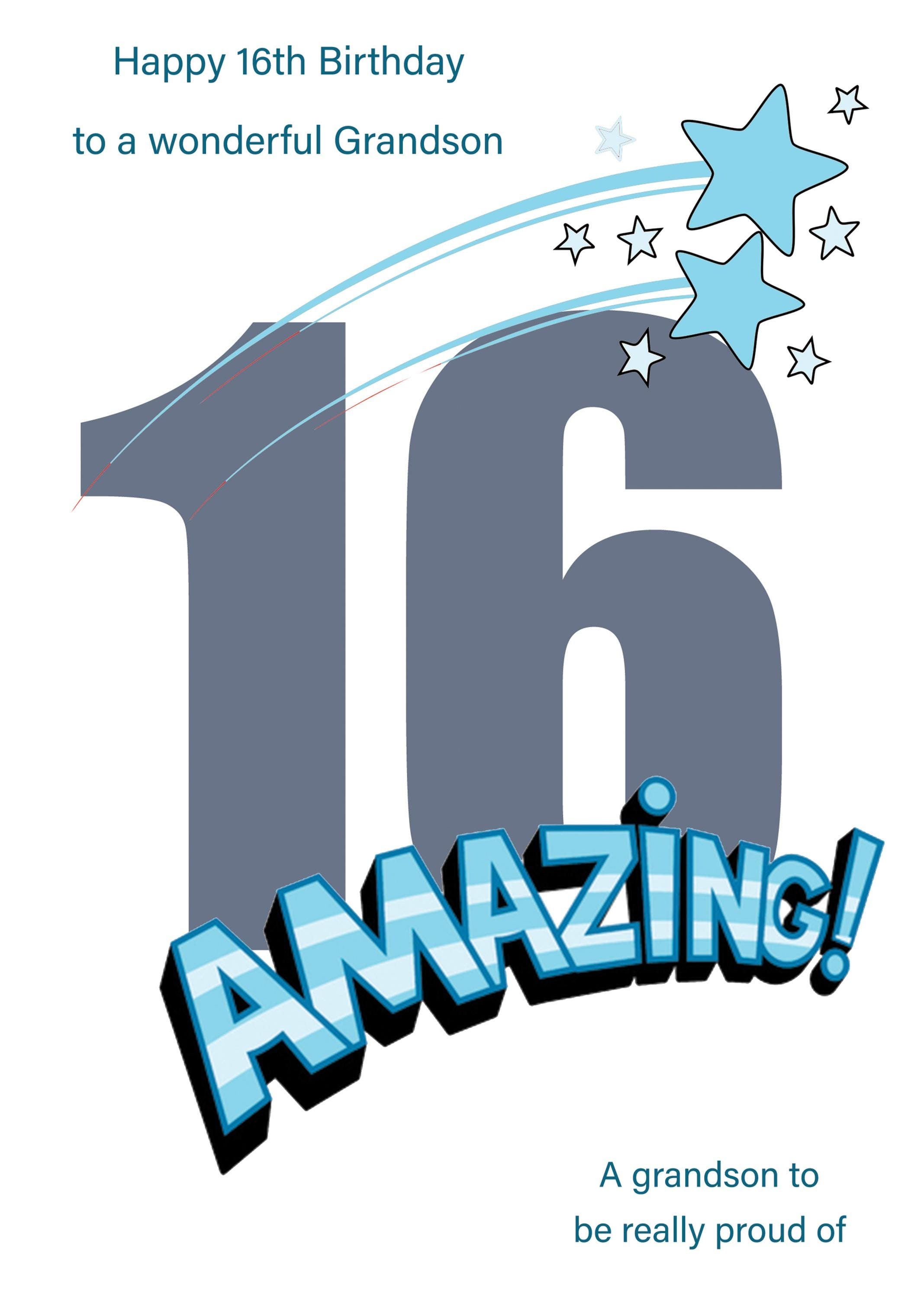 Grandson 16th Birthday Card - UK
