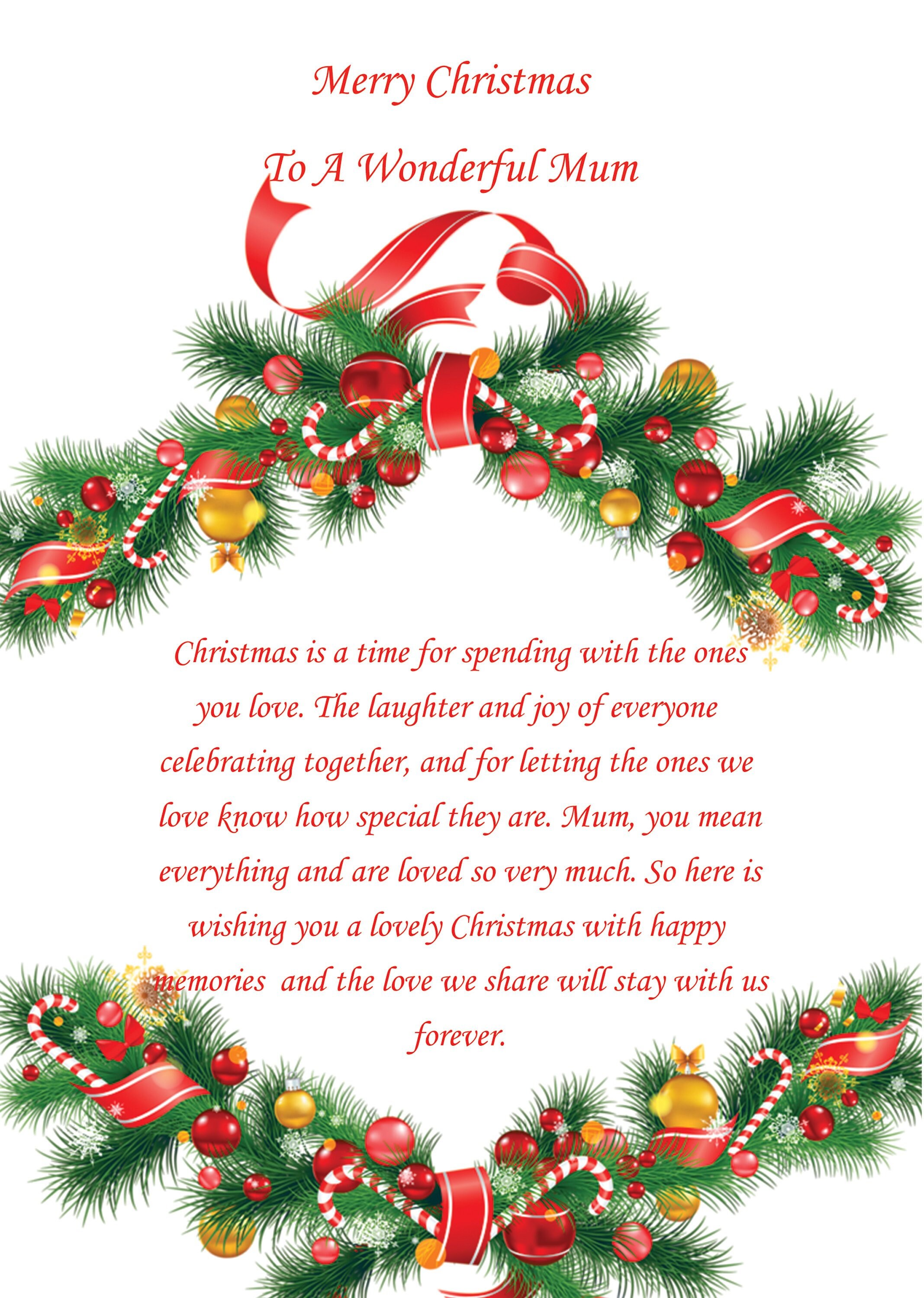 Mum Christmas Card ~ For You Mum ~ For You Mum With Lots Of Love
