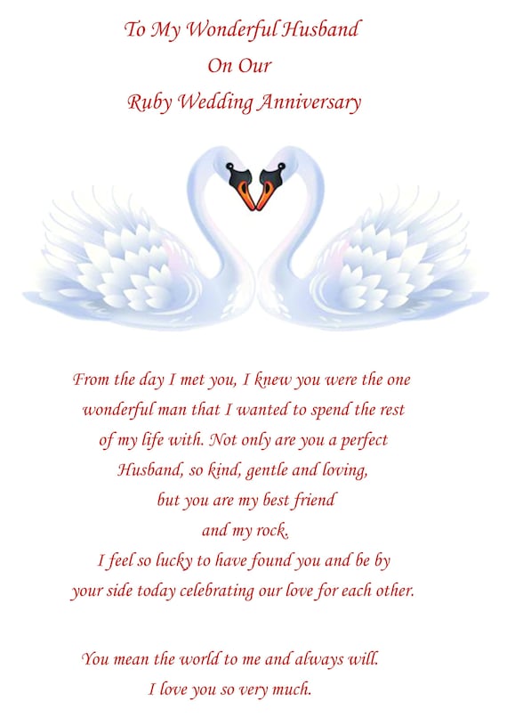 husband ruby anniversary card
