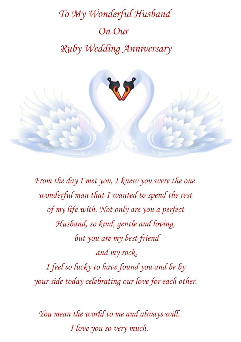 Husband Ruby Anniversary Card Etsy Husband Ruby Anniversary Card Etsy
