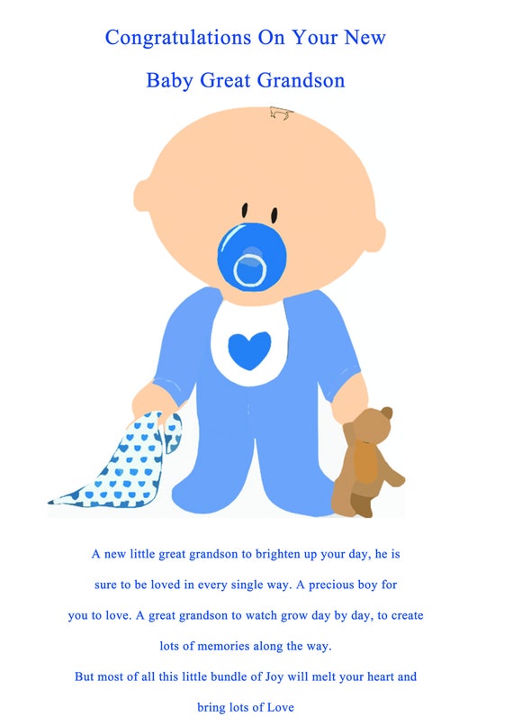 Greeting Cards & Invitations PERSONALISED NEW BABY GRANDSON